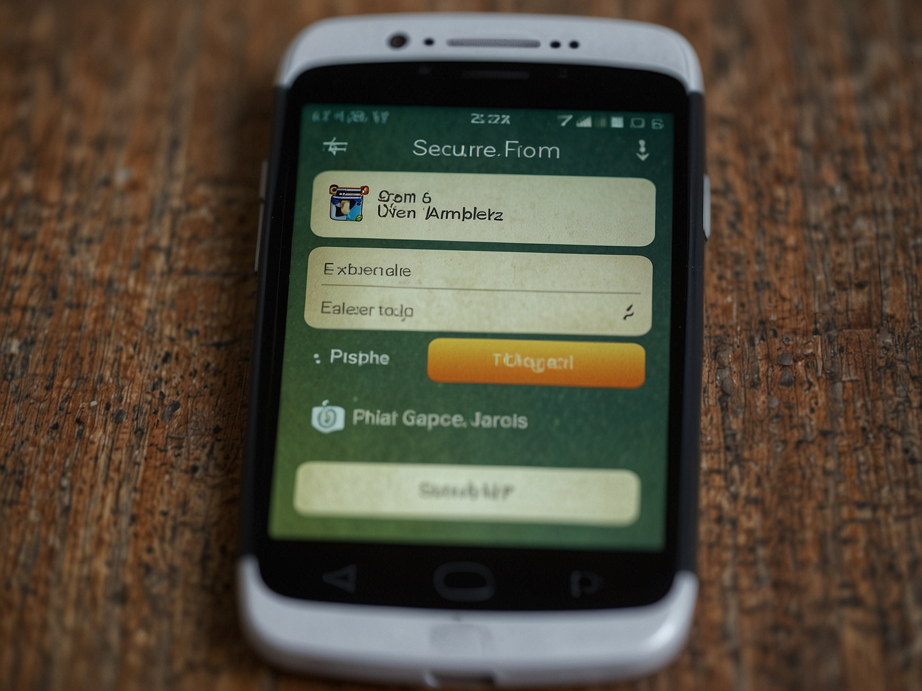Secure login interface on a smartphone
